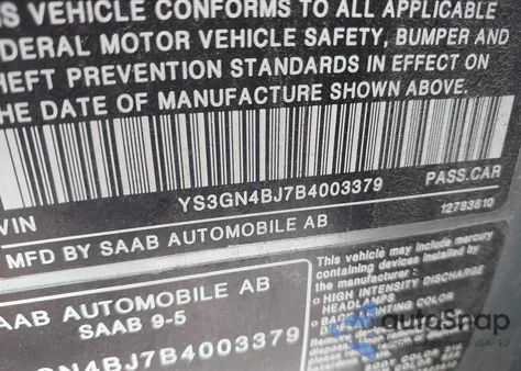 2011 Saab 9-5 Turbo6 z USA, uszkodzony, nr VIN YS3GN4BJ7B4003379